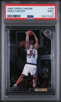 1998 TOPPS CHROME #199 VINCE CARTER ROOKIE RC PSA 9 - Image 1 of 2
