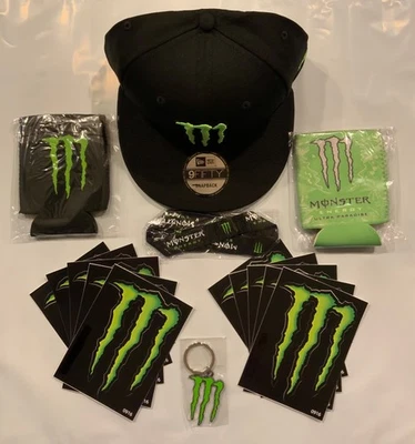 Sombrero Monster Energy SnapBack, llavero, cordón, (2) coozies y (10) calcomanías - Imagen 1 de 4