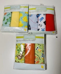 Lot of 3 Babyville Boutique Waterproof PUL Fabric 21”x24” Pirate Owl Monkey - Picture 1 of 5