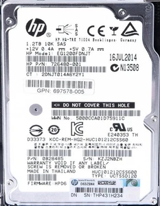 HP 2.5" 1.2TB SAS HDD 10K 6Gbps Hard Drive 0B28485 Enterprise Server EG1200FDNJT - Picture 1 of 1