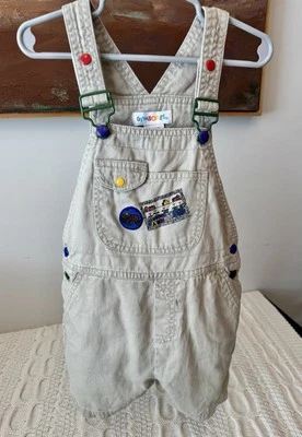 Mono vintage Gymboree Rainbow Tag caqui verde acres 1996 línea mediano niño pequeño Foto 1 de 4