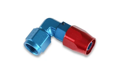 Earl's 90 Degree Swivel-Seal® Hose End -6 AN - Red/Blue - Clamshell Package - Image 1 of 4