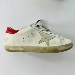 Golden Goose Superstar Sneakers Size 40 White Red Heel Leather Fashion Comfort - Picture 1 of 12