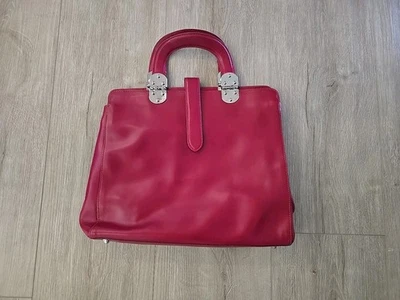 Bolso Cartera Grande Nardelli Cuero, Rojo Correa Ajustable Extraíble Foto 1 de 4