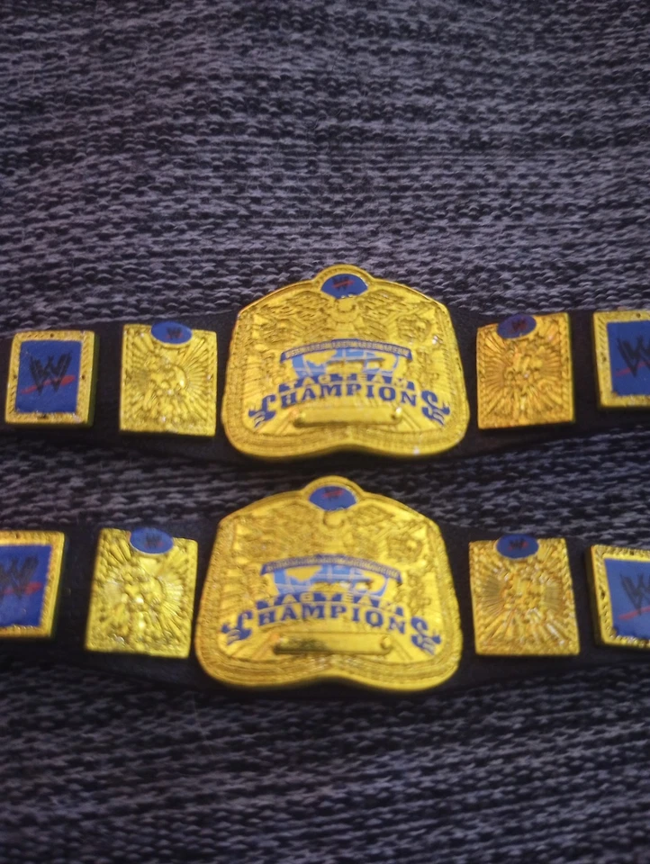 Mattel WWE Elite SMACKDOWN Tag Team 2x Title Lot Championship Belt for figures  - Image 1 of 1