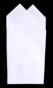 POCKET SQUARE - White two pt. - Custom folded and sewn - just slip in pocket - Picture 1 of 1
