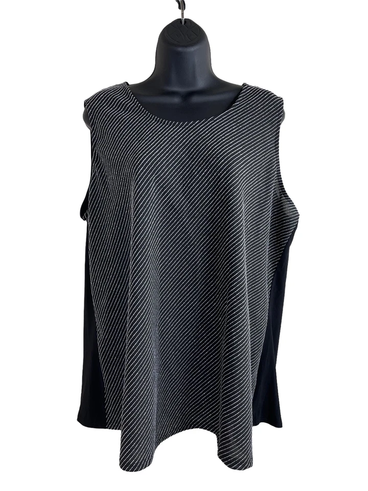 Camiseta sin mangas Suzie in the City para mujer talla grande 2X negra plateada elástica Foto 1 de 4