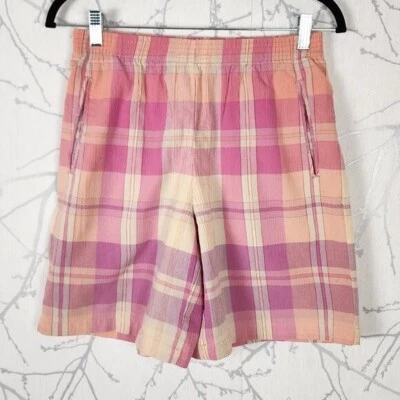 Koret Francisca Pink Plaid Cotton Blend High Rise Bermuda Shorts | Women's 6 - Image 1 of 4
