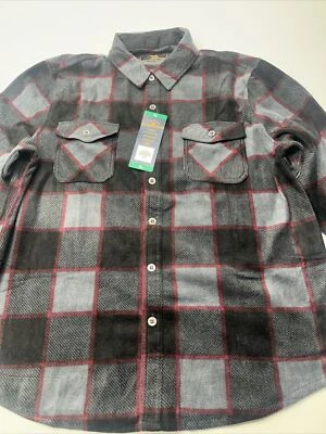 Freedom Foundry Mens Soft Plaid Fleece Shirt gray black burgundy XL Extra Large - Image 1 of 4