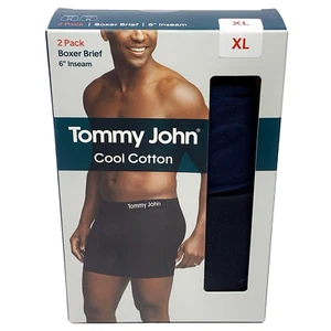 NEW Tommy John Men’s Size XL Cool Cotton Boxer Briefs 6” Inseam - NAVY & BLACK! - Picture 1 of 14