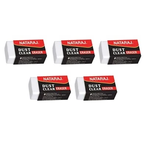 5X NATARAJ Eraser Erasers Rubbers Sleeved - Drawing Pencil School Office Home - Picture 1 of 4