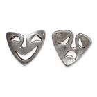 Vintage Sterling Silver & 14K Gold Comedy / Tragedy Mask Stud Earrings Theater