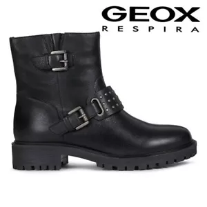 New! NIB GEOX Hoara Studded Leather Moto Boots 7.5 - Picture 1 of 12