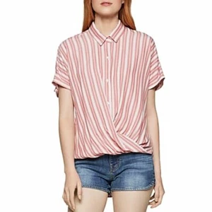 BCBGeneration Women S Red Twist Front Striped Shirt MSRP $88 - Picture 1 of 1