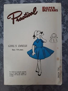 50's Practical Paper Sewing Pattern Vintage Unused Girls Swing Dress 7-9 yrs - Picture 1 of 2