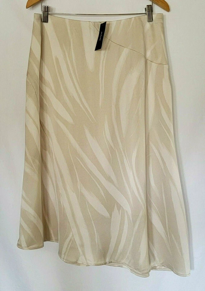 Alfani Womens Printed Asymmetrical Skirt Beige Khaki 10