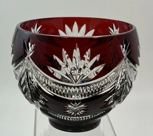 Kleine runde Vase oder Schale böhmisch rotschliff auf klar (KMT) - Bild 1 von 6