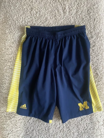 adidas michigan wolverines shorts adult medium blue yellow striped polyester men Cover
