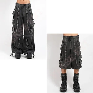 Pantalones de mezclilla negros con cadena cibernética gótica para hombre Bondage Punk Metal - Imagen 1 de 5