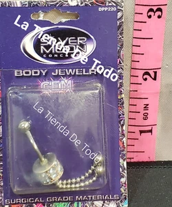 BODY JEWELRY BELLY BUTTON NAVEL RING CYLINDER GEM DANGLE DOUBLE FLAIL STYLE READ - Picture 1 of 6