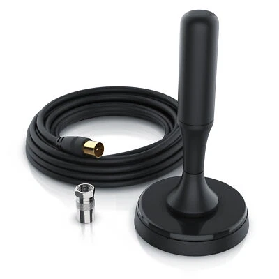 CSL DVB-T2 Stabantenne mit Kupferkern | Magnetfuß | 5dB Verstärkung | 4m Kabel - Bild 1 von 4