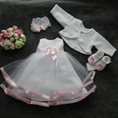Set 4-teilig Taufkleid, Stirnband,Bolero,Schuh Taufe  Gr.56,62,68,74,80,86,92,98 - Bild 1 von 2