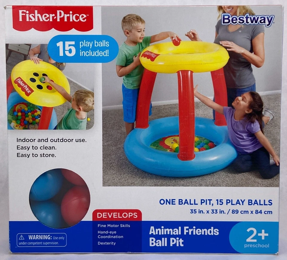 Fisher-Price Ball Pit Inflable Animal Friends Desarrolla Habilidades Motrices 15 Bolas Foto 1 de 4