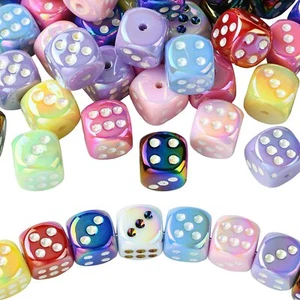 50x Acrylic UV Plating Dice Spacer Cube Loose Beads for Bracelet Jewelry Making - Picture 1 of 6