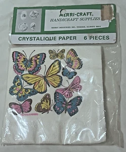 6 Vintage Merri-Craft Butterfly Napkins Decoupage Art Craft Unopened NOS MIP - Picture 1 of 7