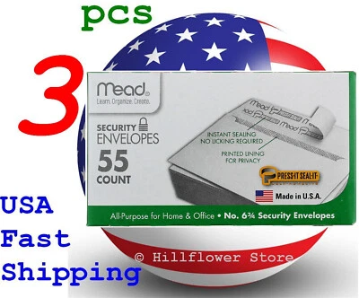 3 X Mead 75030 5/8 X 6.5 #6 55 piece/box white envelope with free trk# - Image 1 of 4