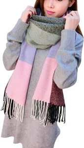 Womens Scarf Fashion Long Plaid Shawls Wraps Big Grid Winter Warm Lattice Large - Picture 1 of 5