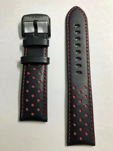 Original Tissot Chrono Model T116617A Black / Red Leather 22mm Watch Band Strap - Picture 1 of 2