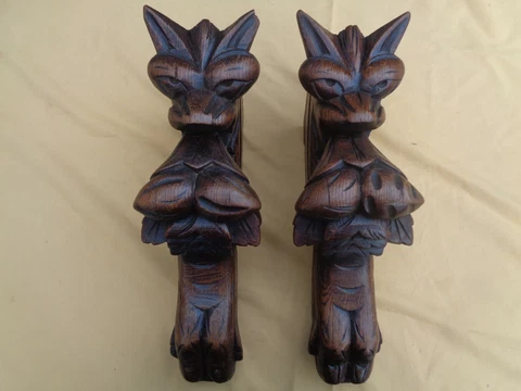 antique french carved wood chimera corbels Cover