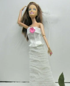 2 Doll Clothes Dresses TWO PIECE WHITE DESIGNER AND PINK DRESS Will fit Barbie - Picture 1 of 6