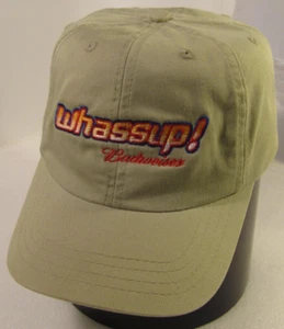Whassup! Hat Unisex Beige Soft Cotton Dad Hat Vtg Y2K Budweiser Ad Campaign Beer - Picture 1 of 10