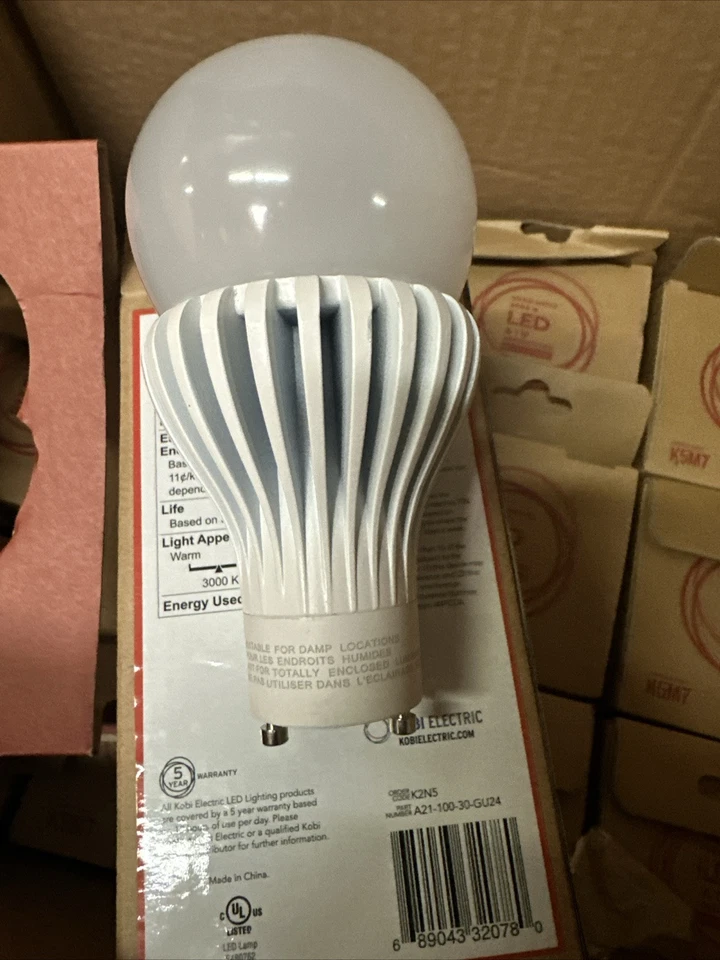 12 Pcs Kobi Electric LED A21 18W Dimmable 3000K Warm White, 1600lm GU24 Base-12p - Image 1 of 4