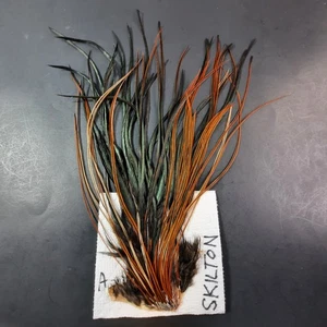 Black Iridescent Green Rooster Saddle Hackle wide Long Hair Crafts Feathers #A - Picture 1 of 3