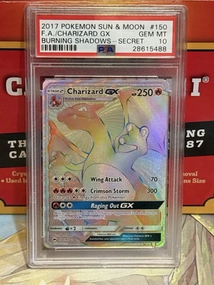 Pokemon Sun and Moon Burning Shadows Charizard GX 150/147 Rainbow Secret PSA 10 - Image 1 of 2