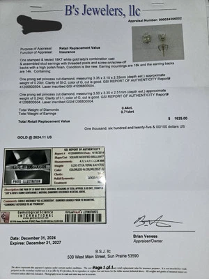 Pendientes Legit Real Oro Blanco 18K Diamantes Naturales (usados)  Foto 1 de 4