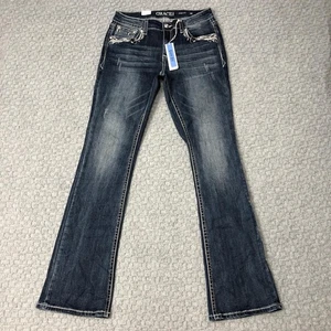 Pantalones de mezclilla Grace in LA para mujer 29 azules corte fácil corte boot embellecidos estrás - Imagen 1 de 12