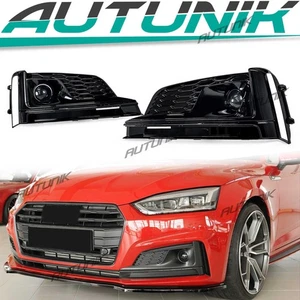 Fog Light Grille Covers Pair For Audi S5 A5 B9 2018-2019 S-Line ACC Caps - Picture 1 of 12