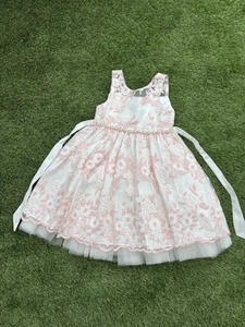 BRAND NEW Girl Elegant Dress, Party Pink With White Size 6 - Picture 1 of 8