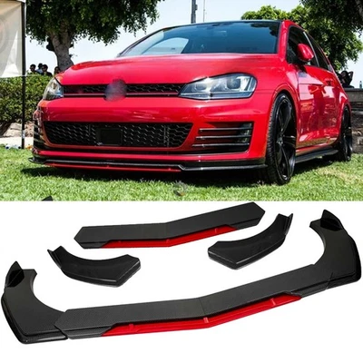 For VW Golf GTI MK5 Front Bumper Lip Spoiler Splitter Body Kit Carbon+Fiber Red Foto 1 de 4