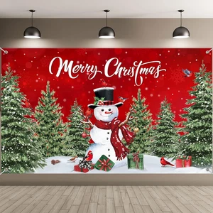 Christmas Backdrop Merry Christmas Banner Party Decoration Xmas Photography Back - Picture 1 of 12