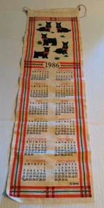 Vintage 1986 Kay Dee Scotty Scottie Dog Linen Calendar - Picture 1 of 6