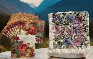 Lotto tovaglioli di carta vintage retrò floreale decoupage paese francese vecchio mondo Fleur autunno - Foto 1 di 3