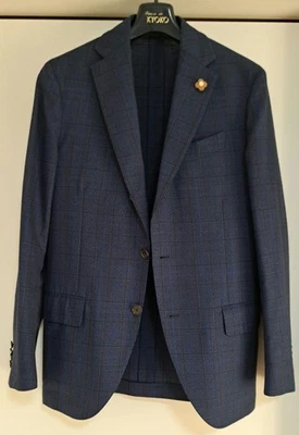 Traje de lana a cuadros azul marino LARDINI 46 7REG chaqueta y pantalones usados Foto 1 de 4