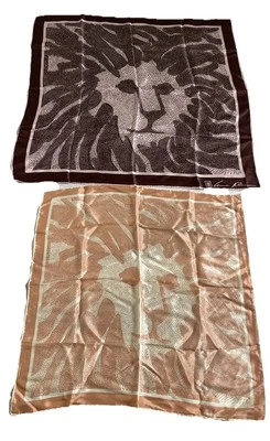 ANNE KLEIN BUFANDAS DE LEÓN DE SEDA Lote de 2 colores increíbles melocotón/marfil, marrón/rosa Foto 1 de 4