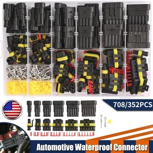708-teiliges KFZ-Set 1-6 Pin Auto Elektrokabel Stecker-Kit wasserdicht - Bild 1 von 18