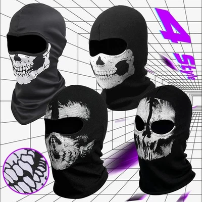 4x Balaclava Hood Ghost Skull Full Face Cover CS Halloween Mask Motorcycle Game - Image 1 of 4